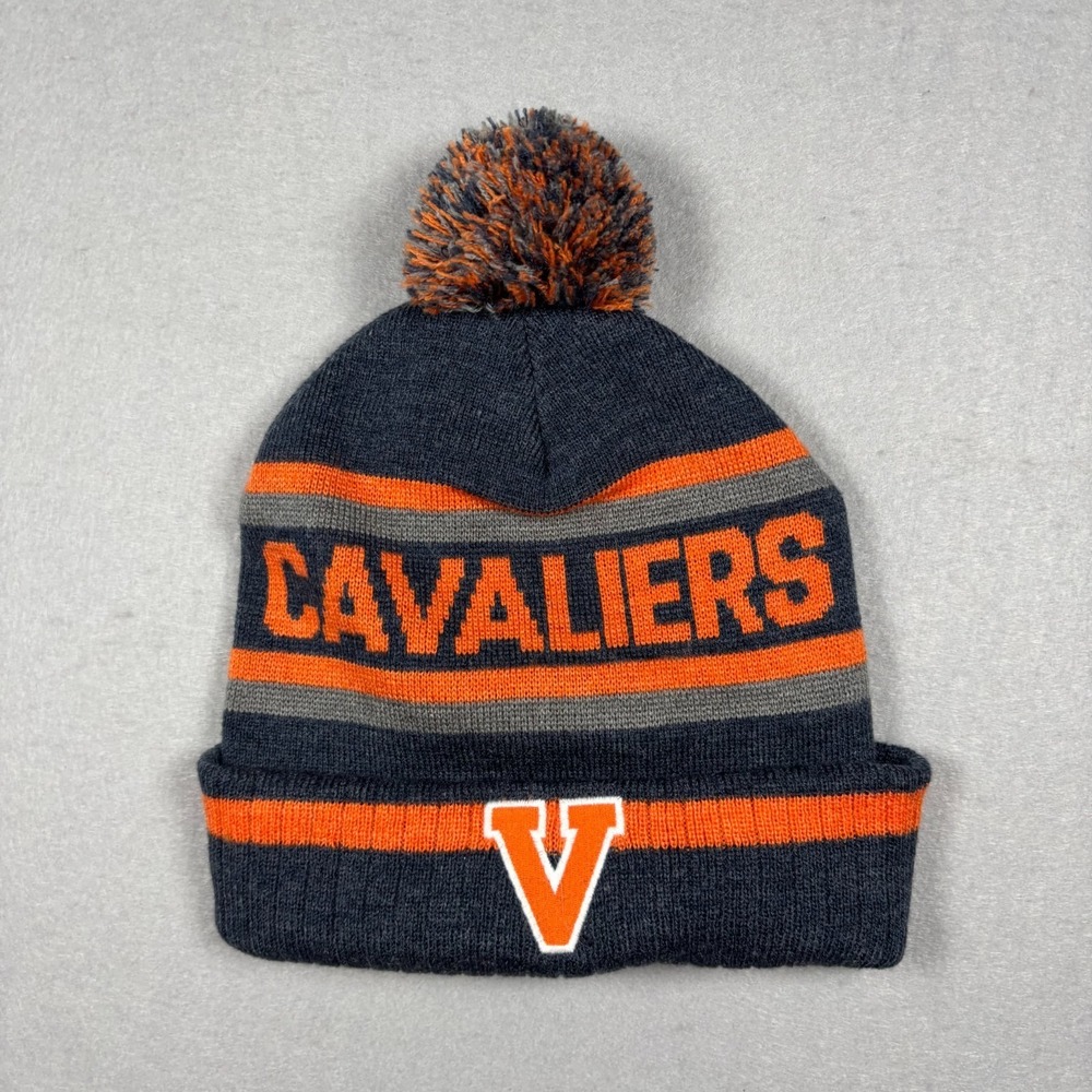 Virginia Cavaliers Knit Hat Beanie UVA Pom Pom Cuffed Orange Navy Blue NCAA